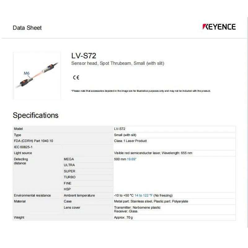 Brand New Genuine LV-S72 KEYENCE sensor Head sensor 100% Original, stock in stock