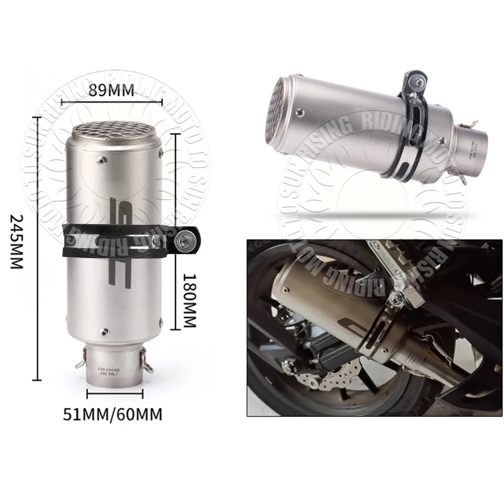 51/60/63mm Stainless SC Motocycle Exhaust Escape ＆DB Killer For Gp Project Racing Exhaust Muffler Tail Pipe Upgrade Modified view 3