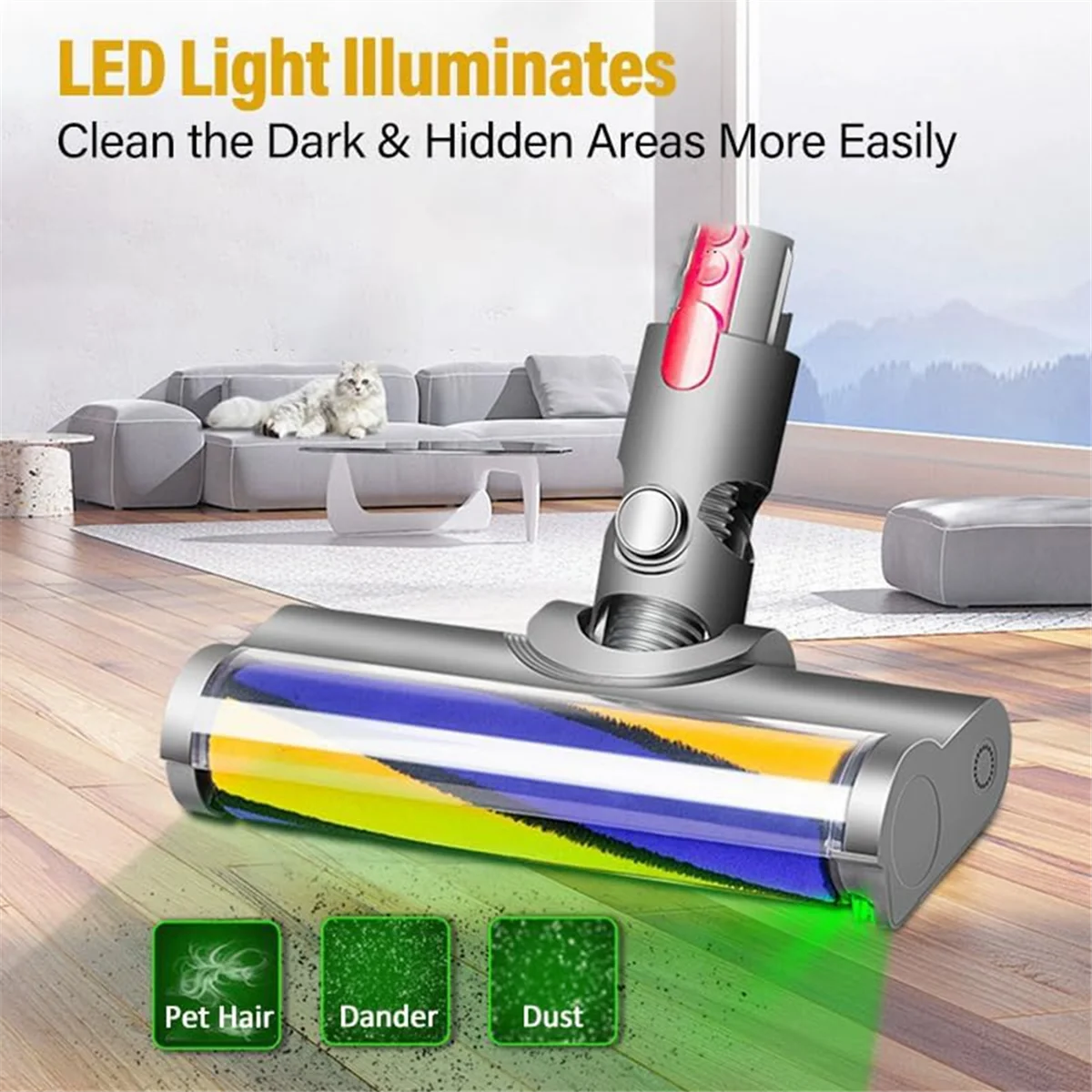 Roller Brush Replacement for V7 V8 V10 V11 V15 Vacuum Cleaner Parts Hardwood Floor with Green Dust