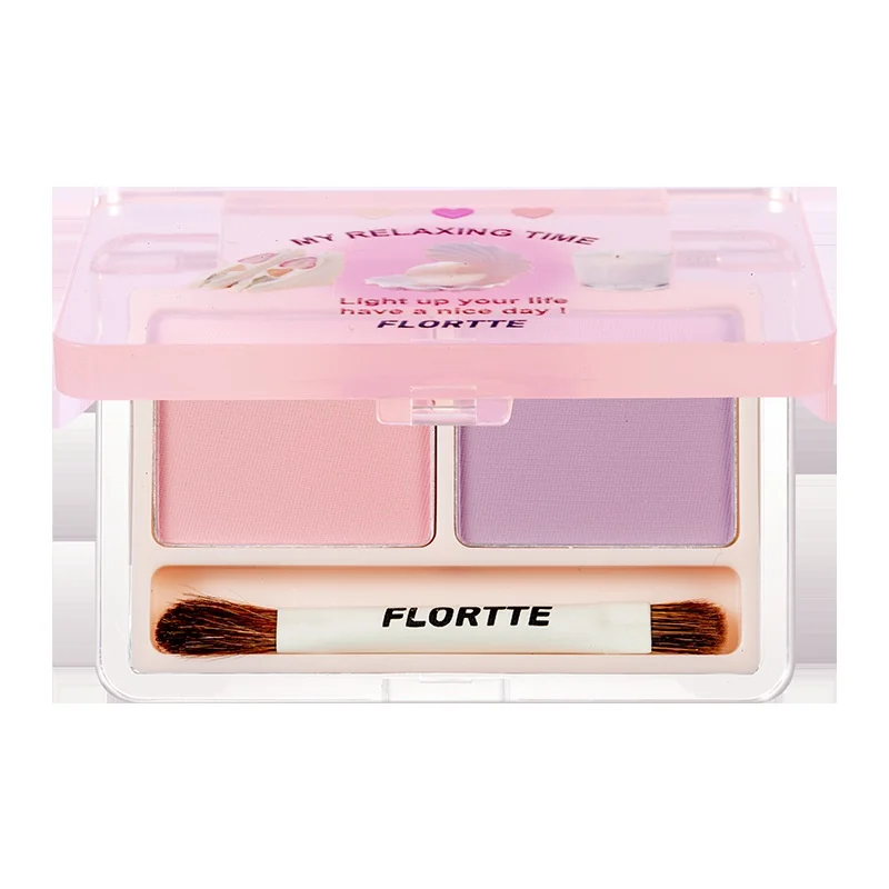 FLORTTE 2 Color Highlighter Bicolor Crouching Silkworm High gloss Powder Brightening Medium Cream Matte Highlight Contour