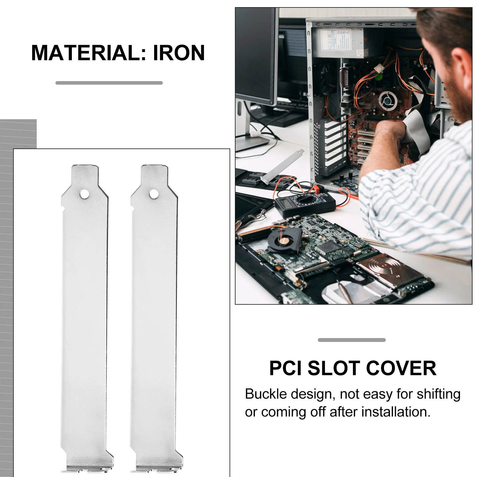 12 Pcs Double Pci Slot Cover Blank Bracket with Screws Board Plate Silver Iron Computer Case Covers