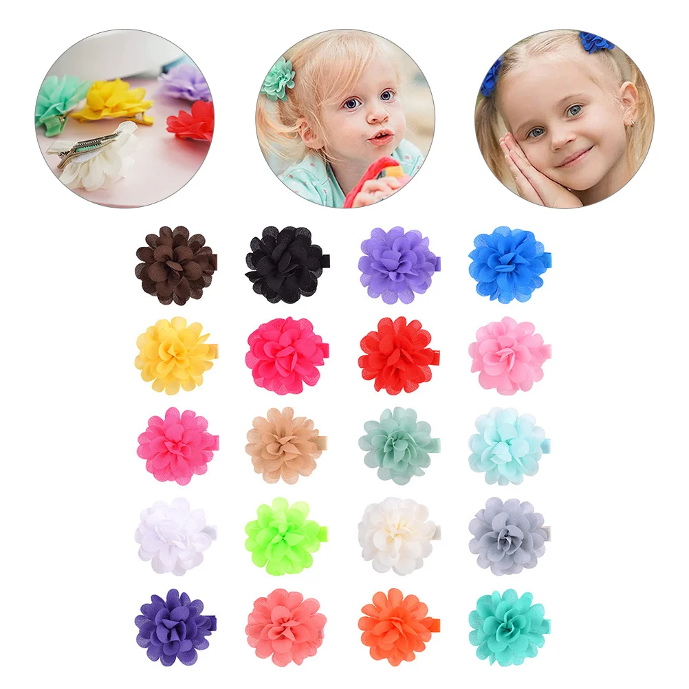 

20pcs Kids Flower Hair Clips Small Bright Barrettes For Toddler Girls Hair Accessories Comfortable Skin-Friendly Decor