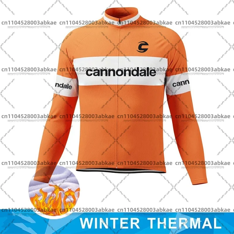 Men's Cycling Jersey Winter Warm Fleece Cannondale Cycling Jersey Long Sleeve Warm Soft Brushed Breathable Cycling Jersey image 5