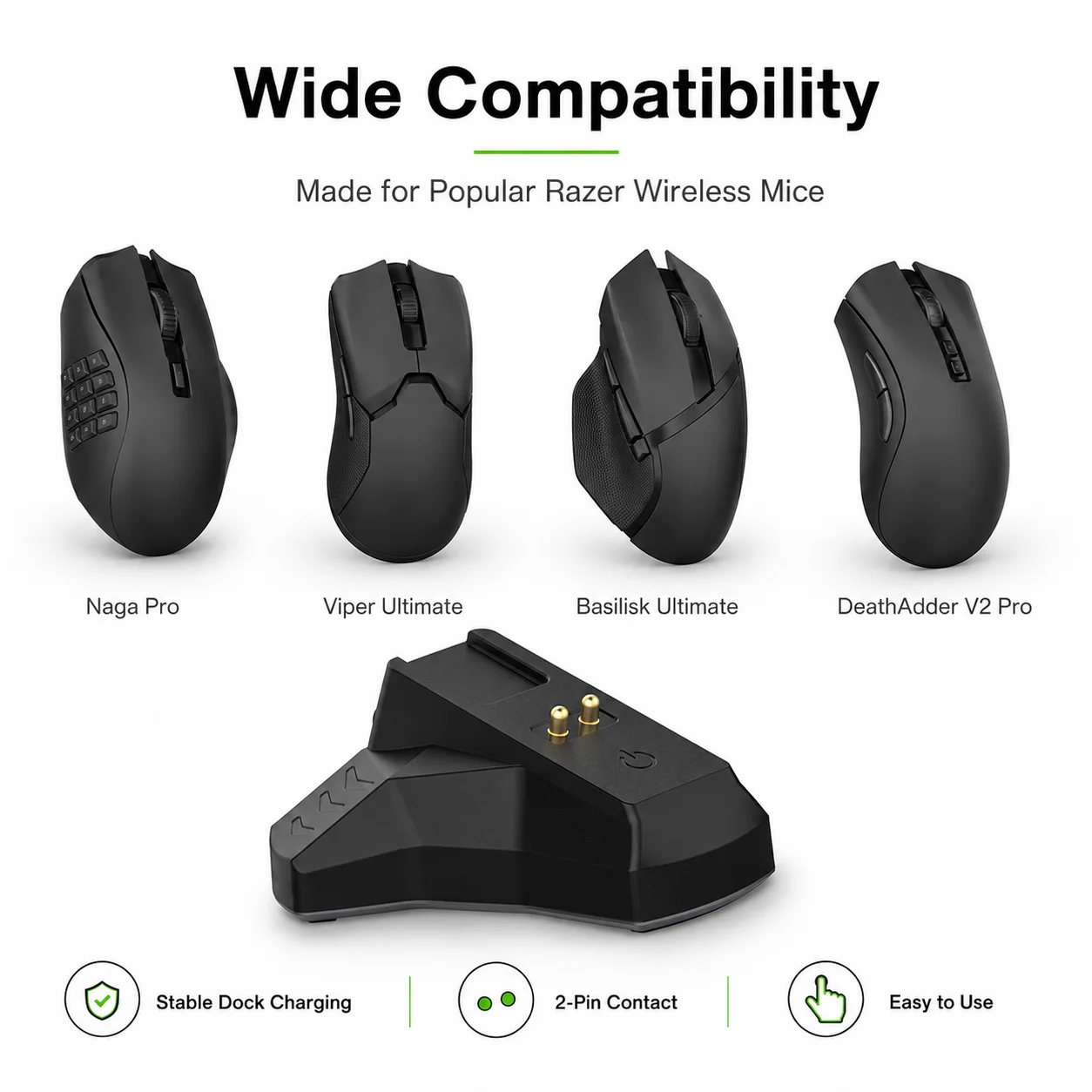 Wireless Mouse Charging Dock for Razer Naga Pro Viper Ultimate Basilisk Ultimate DeathAdder V2 Pro Charger Stand 1.5M Cable view 4