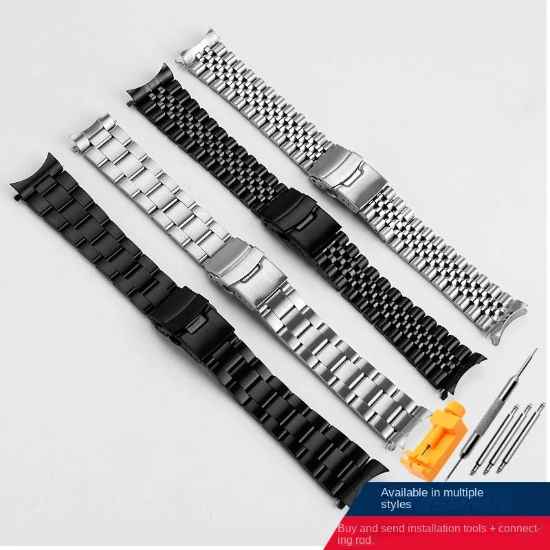 For Seiko No. 5 Water Ghost SRPD63K1 SKX007 SKX009 SKX175 SKX173 Arc Stainless Steel Metal Watch Band 20mm 22mm Strap