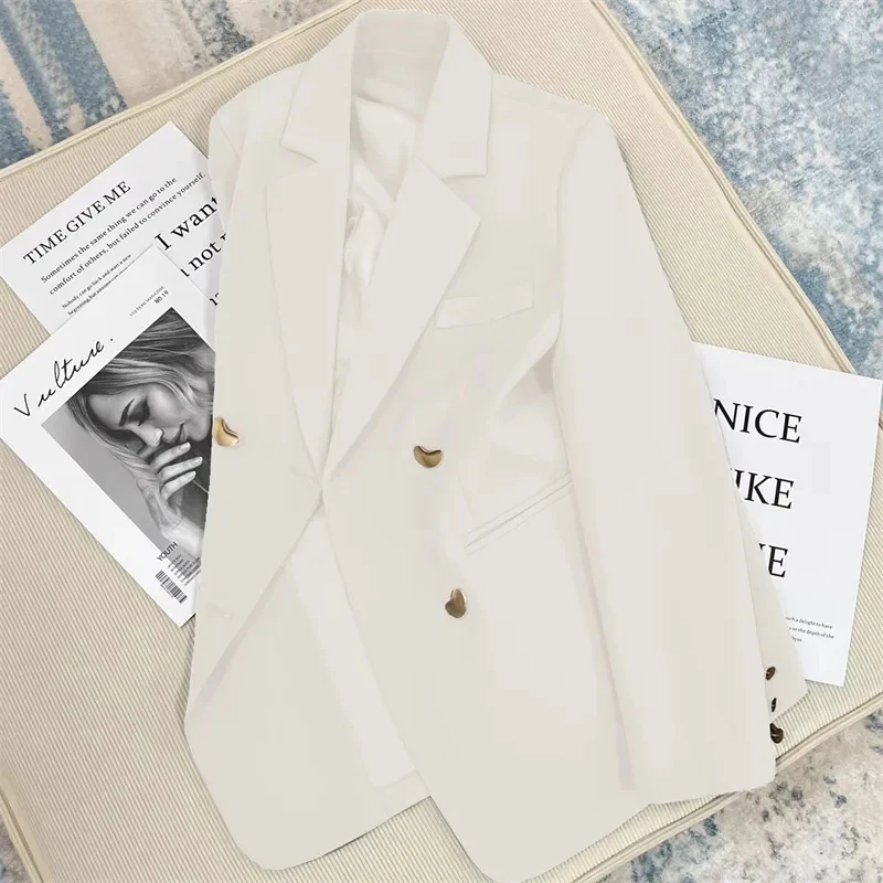 

Women Blazer All-Match Casual Jacket 2025 New Spring Summer Elegant Office Lady Coat Loose Solid Long Sleeved Multi-Color Pocket
