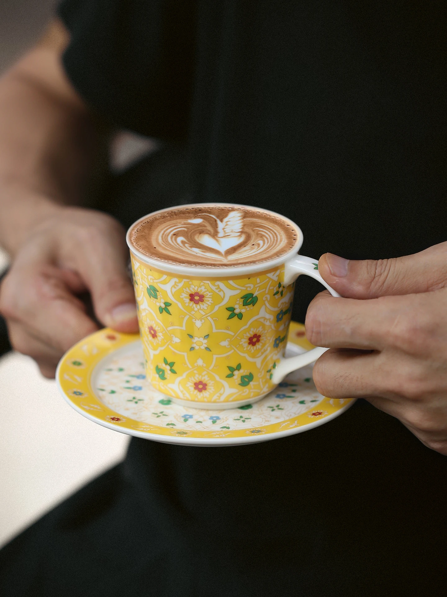 Elegant Chinese Retro Ceramic Coffee  Plate Latte Art  High Aesthetic Afternoon Tea  Single Ear Mark Style