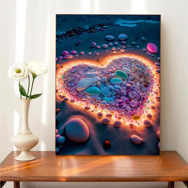 

5D Color Diamond Art Romantic Love Beach Painting Adult Color Diamond Handmade Diamond Painting Home Decoration Style E