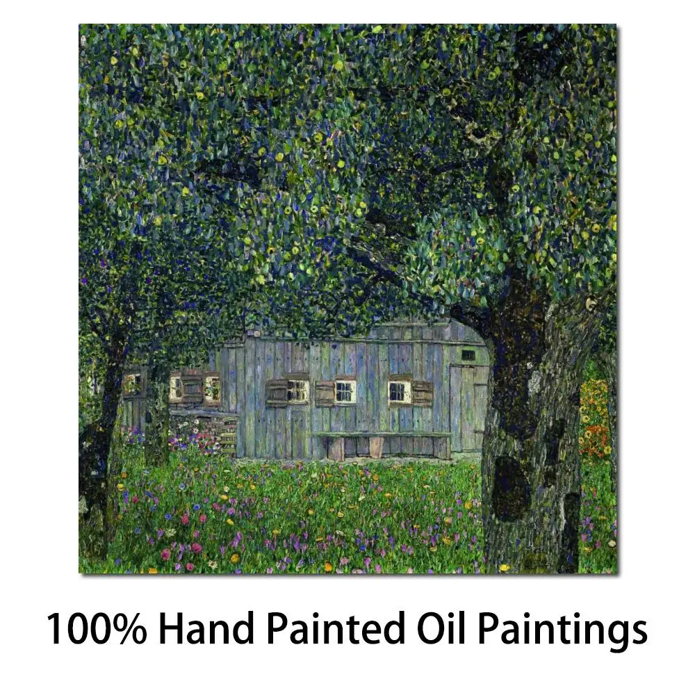 

Tree Landscape Canvas Wall Art Hand Painted Gustav Klimt Famous Oil Painting Reproduction High Quality Upper Austrian Farmhouse