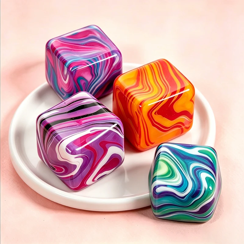 Needoh Nice Cube Marbled Rhyolite Swirl Mixed Color Soft Stretchy Non-Toxic Slow Rebound Anxiety Relief Relax Heal Fingertip Toy