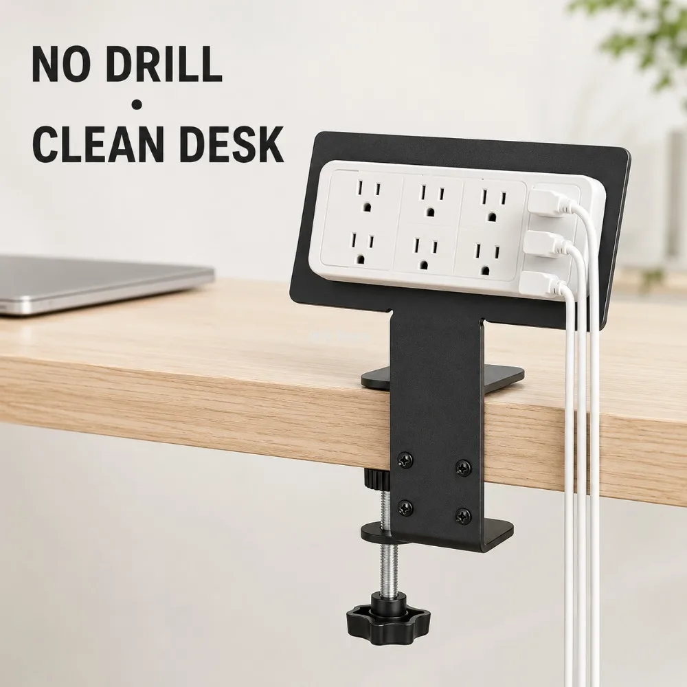 Under Desk Cable Organizer Tray Power Strip Holder No Drill Socket Mount Cord Management Rack for Home Office Storage - view 3