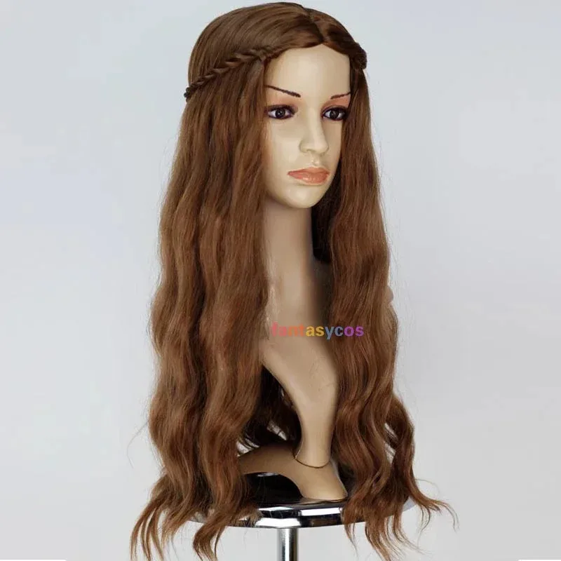 セーサイ・ラニスター コスプレ プリンセス オーロラ ロングブロンド ブラウン カーリー 耐熱性合成毛 女性用ウィッグ + ウィッグキャップc;3.k'6;d.a;