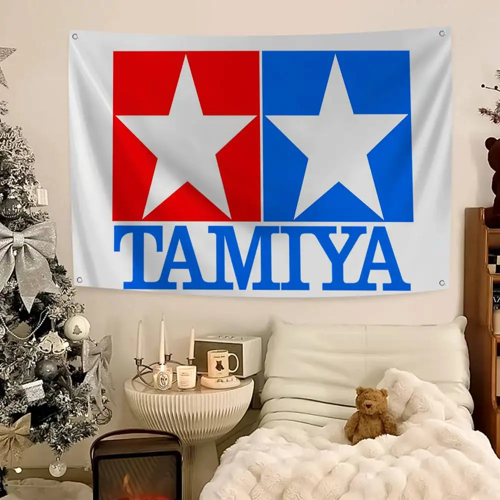 T-Tamiya Flag Banners Four Hole Flag Polyester Outdoor Decor Room Aesthetic