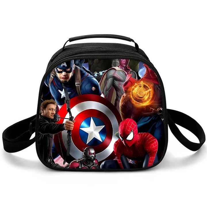 Marvel Heroes Spiderman Lunch Case Thermal Insulat Avengers Movie Anime Cartoon Printing Student School Travel Hand Crosbody Bag