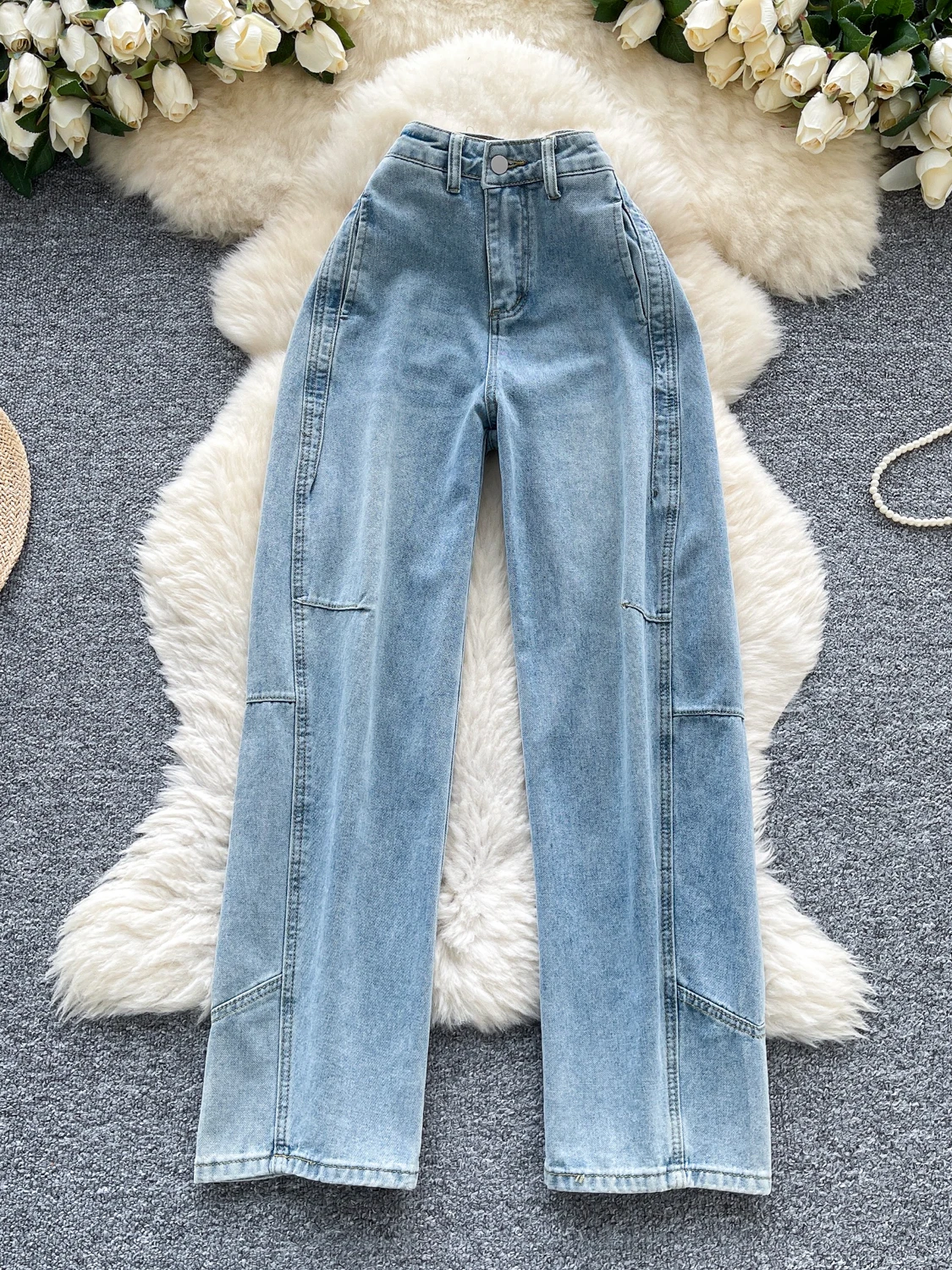 Hohe Taille Breite Bein Jeans frauen Sommer Neue Sle Retro Lange Hosen Straße Faion Design Abnehmen Gerade Bein heiße Mädchen Jeans