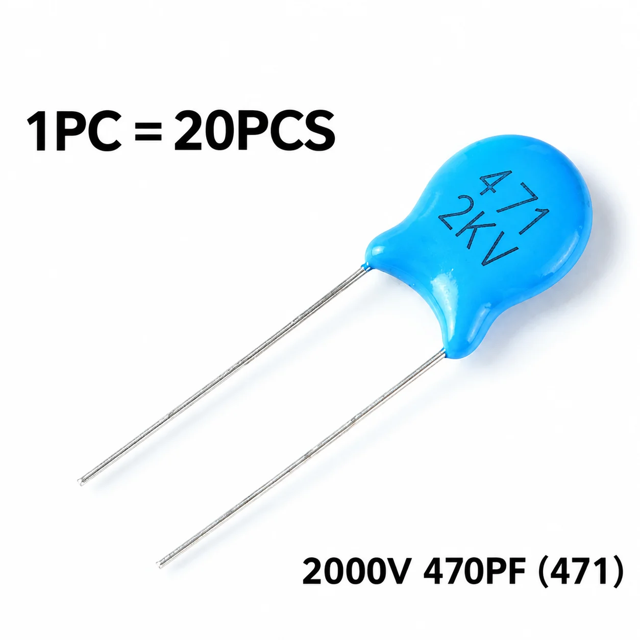 High-quality high-voltage ceramic capacitor 2000V 2KV 470PF 471K (20 pieces)