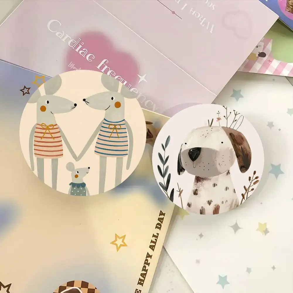 Simple Animal Antics Cartoon Style Badge Brooches On Backpack Decoration Round Enamel Pins For Accessorys