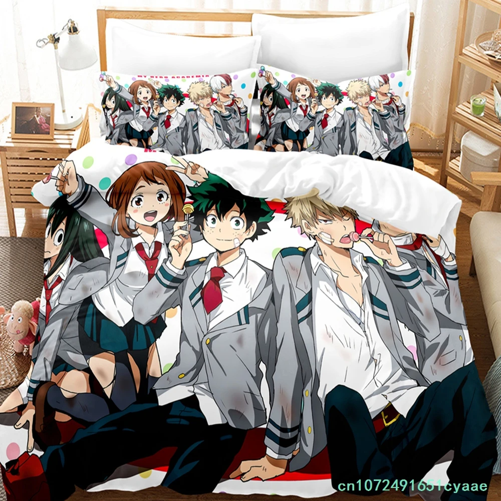 2014 My Hero Academia Bedding Set Single Twin Full Queen King Size Kawaii Bed Set Teenagers Bedroom Duvetcover Sets 3D Print 034