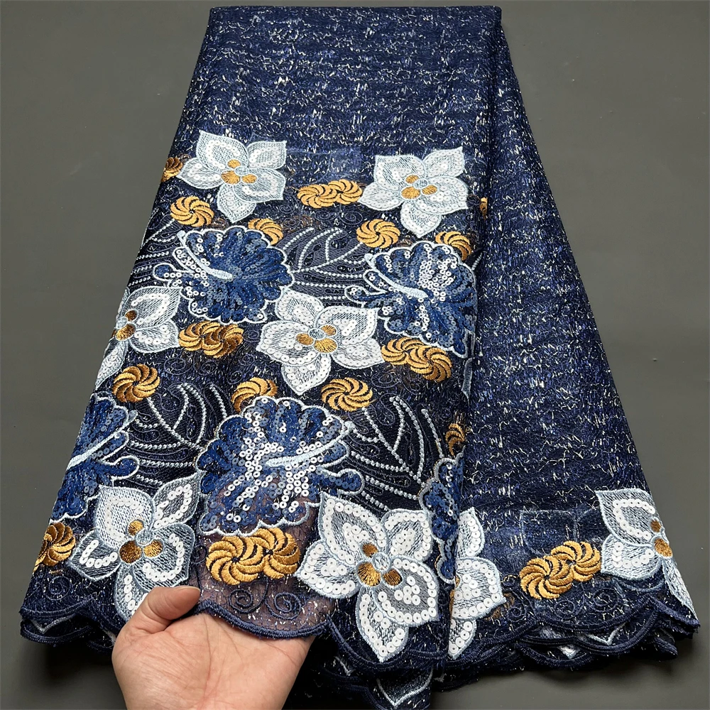 Nigerian Wedding Lace Fabric for Tailor Party, Jacquard Brocade, African Lace, High Quality, New, hz1197, 5 Yard