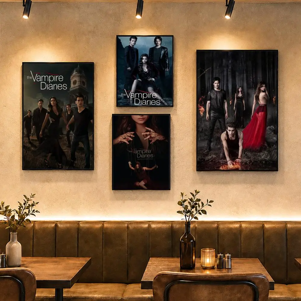 The Vampire Diaries Poster Vintage Retro Anime Poster Stickers Peel and Stick Wall Art Home Decor