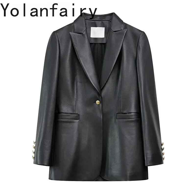 

Genuine Leather Jacket Women 2024 High Quality Real Sheepskin Coat Elegant Blazers Women Leather Jackets Jaqueta Couro Feminina