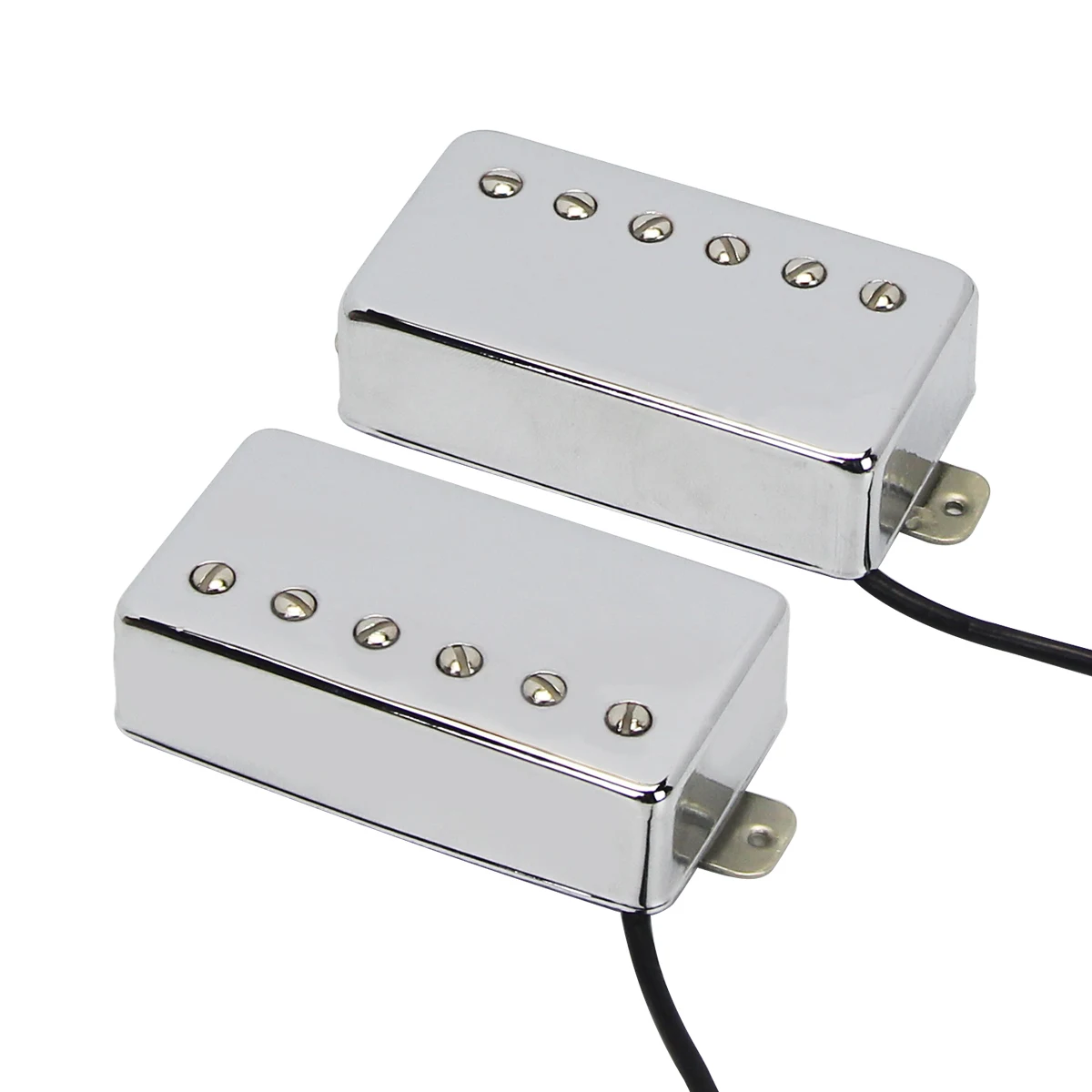 FLEOR Set of Chrome LP Electric Guitar Humbucker Pickup Ceramic Magnet Neck Bridge Pickups 4-Wires Guitar Parts