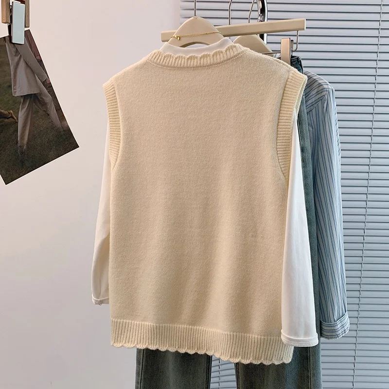 Luźny kardigan bez rękawów z kwiatowym haftem, modny, jesienno-zimowy, nowy, dla kobiet plus size...