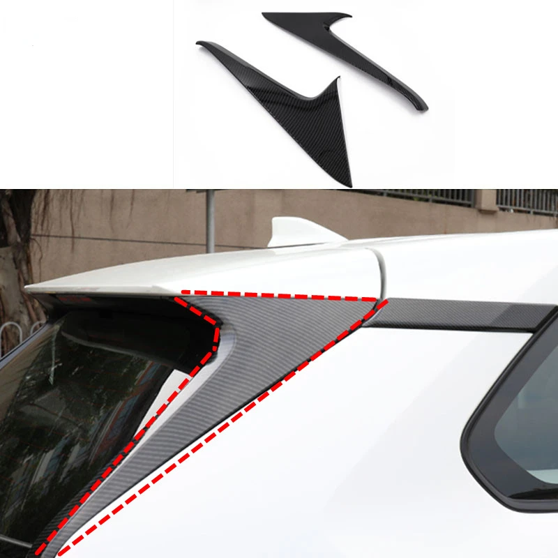 Fit  for Toyota RAV4 2019 2020 Carbon Fiber color Exterior Rear Tail Window Spoiler Triangle Molding Cover Kit Trim Accessories