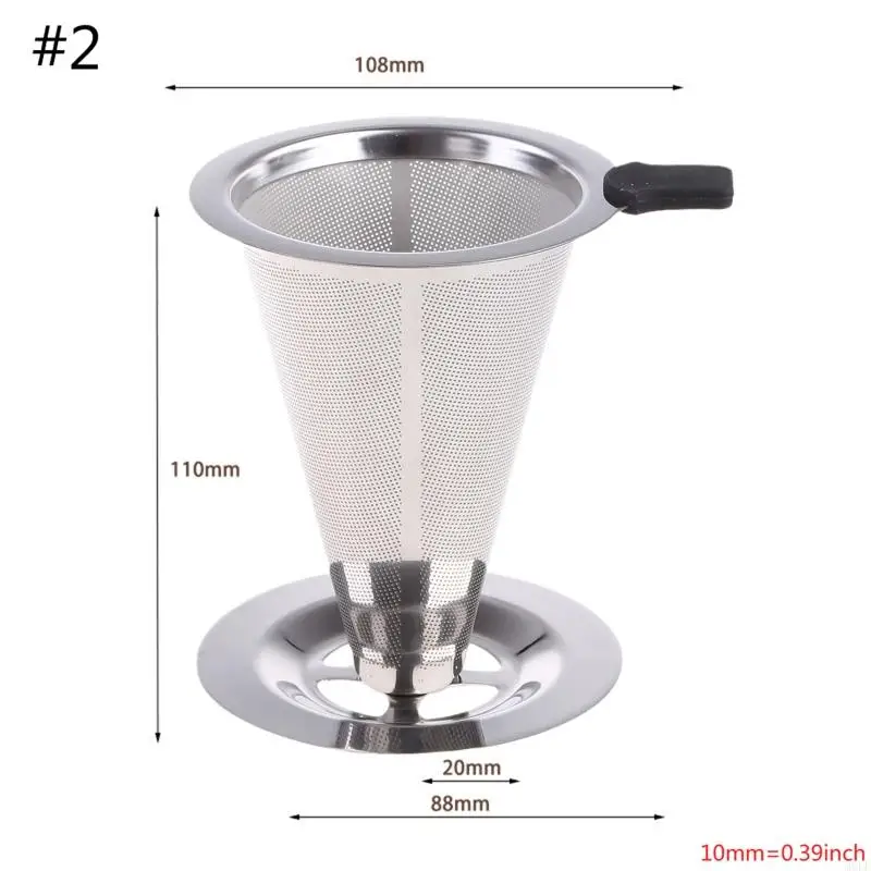 Molf đổ lên bộ lọc cà phê có thể tái sử dụng cà phê Dripper giữ rổ phễu hình nón