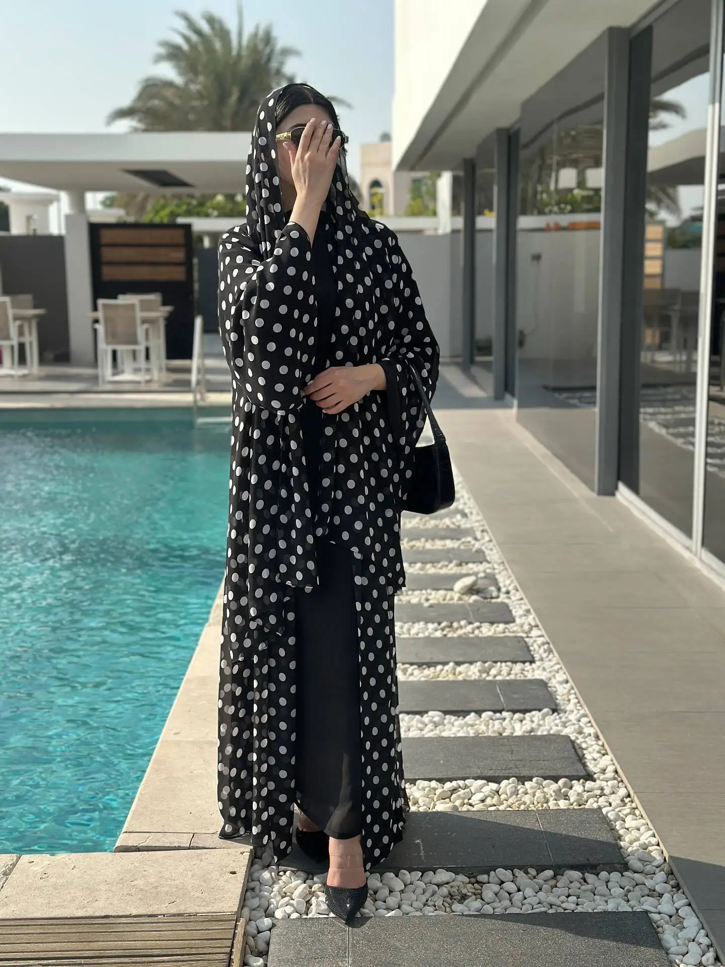 

Eid Muslim Abaya for Women Cardigan Dresses Abayas Ramadan Polka Dot Morocco Dubai Jalabiya Kaftan Vestidos Arab Long Robe 2026