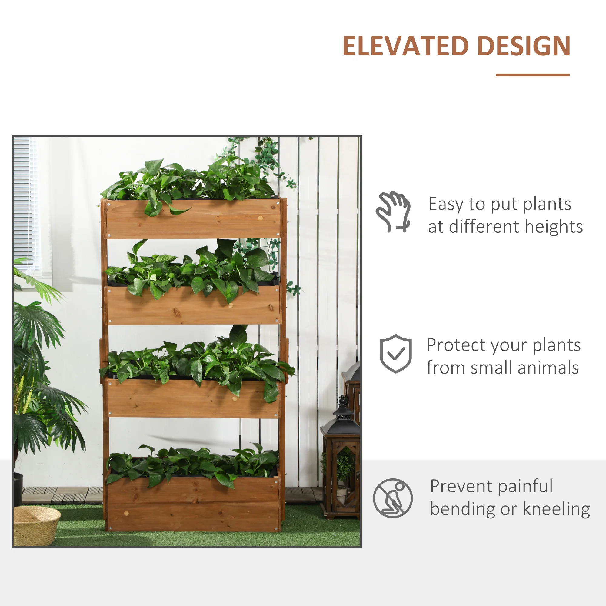 4-Tier Raised Garden Bed Vertical Planter Box Orange, Orange