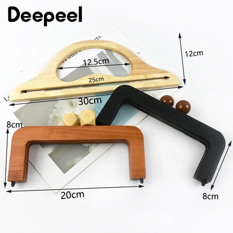 1Pc Deepeel Fashion Solid Wood Bags Handles Bag Closure Sewing Brackets Kiss Clasp DIY Handmade Luggage Hardware Accessories