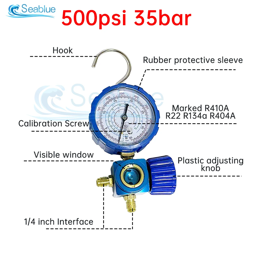 500/800PSL Refrigerant Filling Pressure Gauge Valve Automotive Air Conditioning Fluorine Filling Tool For Household Maintenance