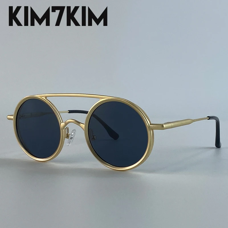 Kleine Runde Steampunk-Sonnenbrille für Herren 2026 Luxusmarke Klassische Doppelbalken-Sonnenbrille für Männer Punk-Fahrbrille Schattierungen – Detail 2