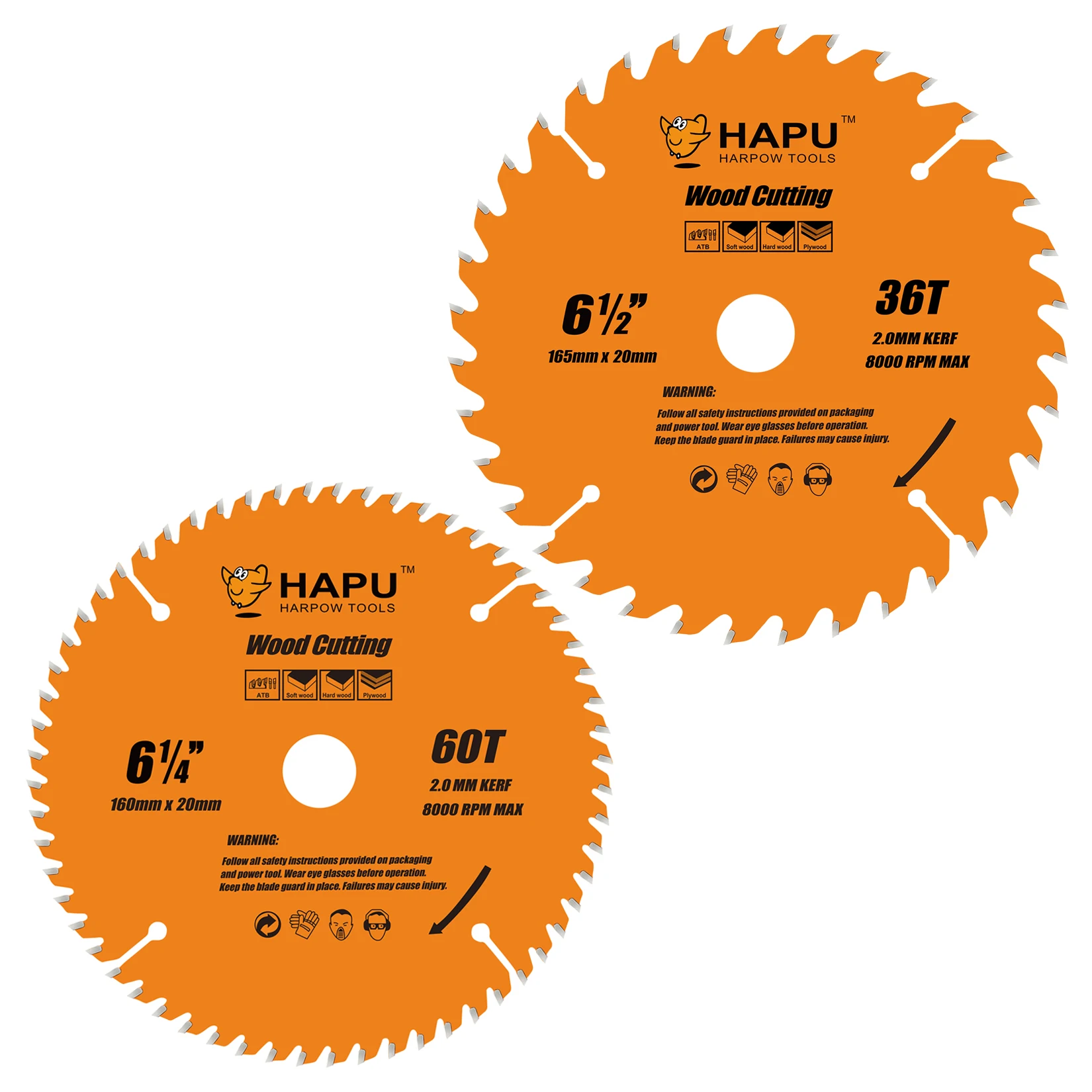 

Набор дисковых пил HAPU (2 шт.) для резки дерева, с твердосплавными напайками, 6 1/4 дюйма, 60 зубьев, 6 1/2 дюйма, 36 зубьев, TCT ATB, для каркасных работ, хвостовик 20 мм