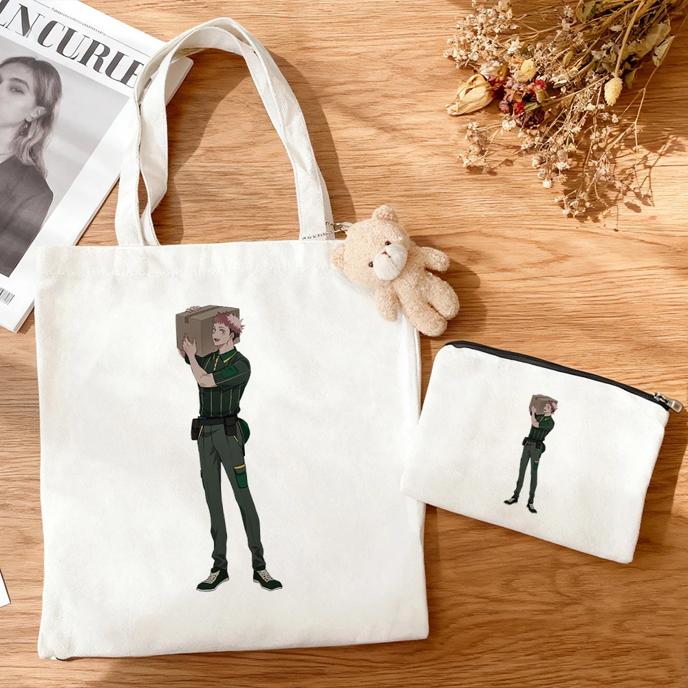 3pcs/set Jujutsu Kaisen Thick Durable Soft Canvas Tote Bag Elegant Stylish Anime Print Gift for Girls Daily Handbag