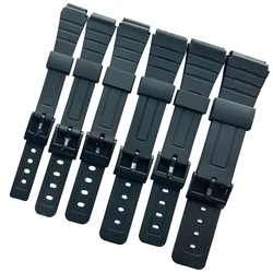 16mm 18mm 20mm Watchband For F-91W Black Resin Watch Bracelet With Pins Black Buckle Watch Wristband