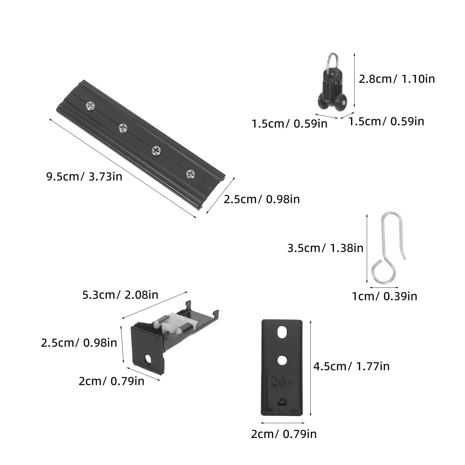 1Set Curtain Track Hooks Heavy Duty Ceiling Mount Hardware for Room Divider Window Rv Smooth Roller Gliders Rust Resistant