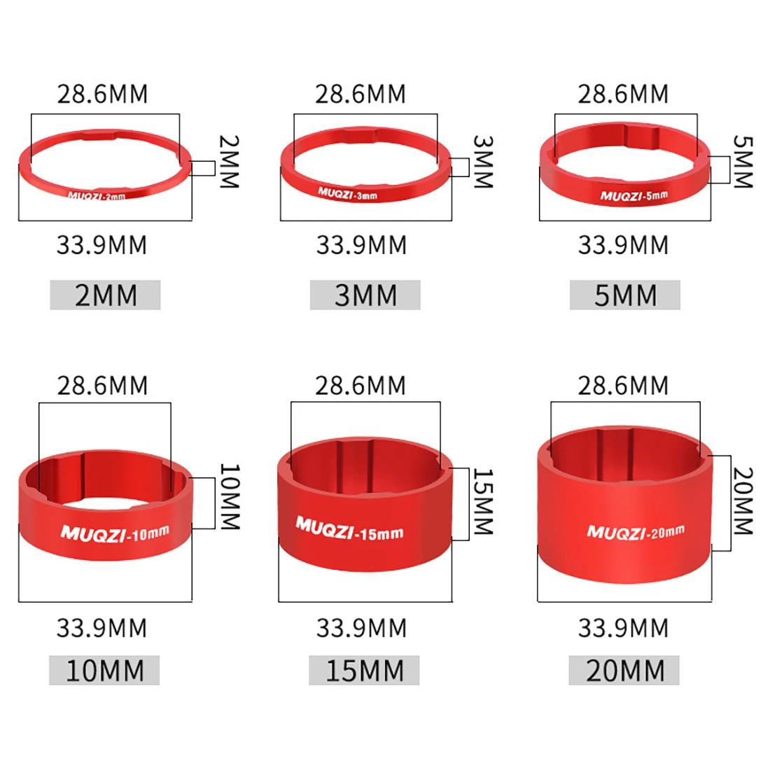Headset Spacer Kit 28.6mm Bike Fork Washer With Stem Top Cap MTB Road Bicycle Accessories