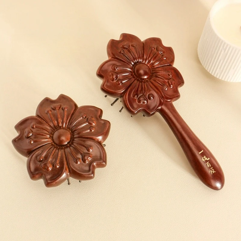 

Flower Shape Sandalwood Scalp Massage Comb Meridian Comb Toothed Head Hair Comb Body Beautify Massage Gua Sha Scraping Care Comb