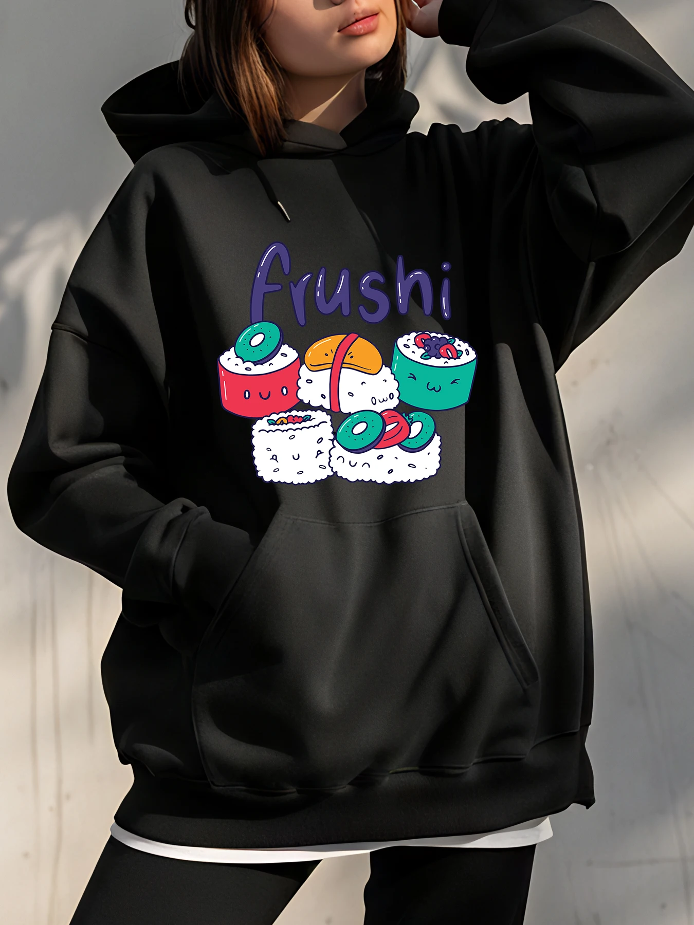 لطيف السوشي طباعة هوديي المرأة عارضة البلوز أنيمي نمط الشارع الشهير أزياء الزي للفتيات والمراهقين #1