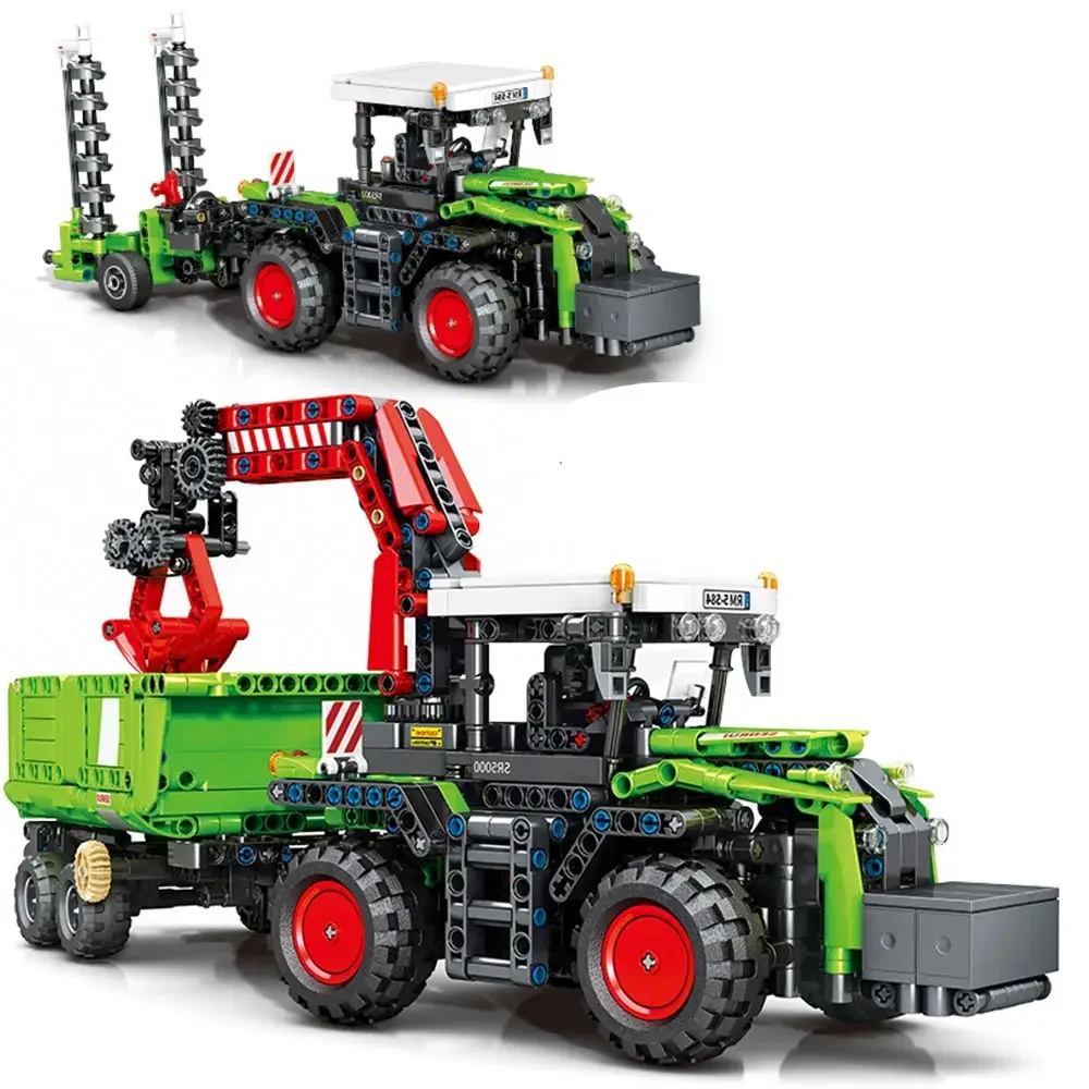 City Construction Tractor Harvester Building Block Kits Truck Farm Construction Vehicles Set Toys for Adults Boys Girls