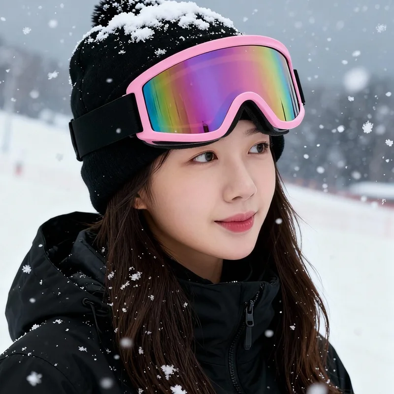 

Розовые красочные лыжные очки для женщин и мужчин, ветрозащитные очки для снега, альпинизма, пешего туризма, близорукости, удобные очки