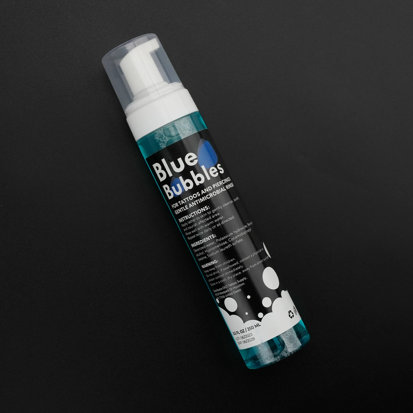 

8,5 унций пенящееся мыло для ухода за татуировкой с синими пузырьками - нежная увлажняющая веганская формула для исцеления и очистки пирсинга кожи