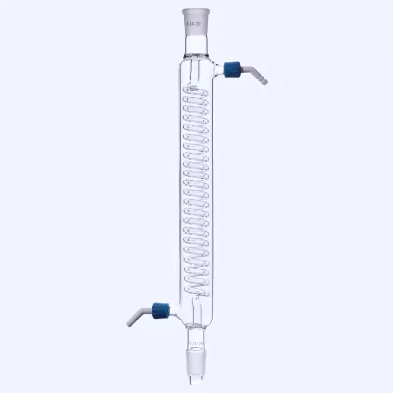 Tubo di condensazione con bocca piccola staccabile tubo di condensazione sferico dritto a forma di serpente tubo di condensazione da laboratorio