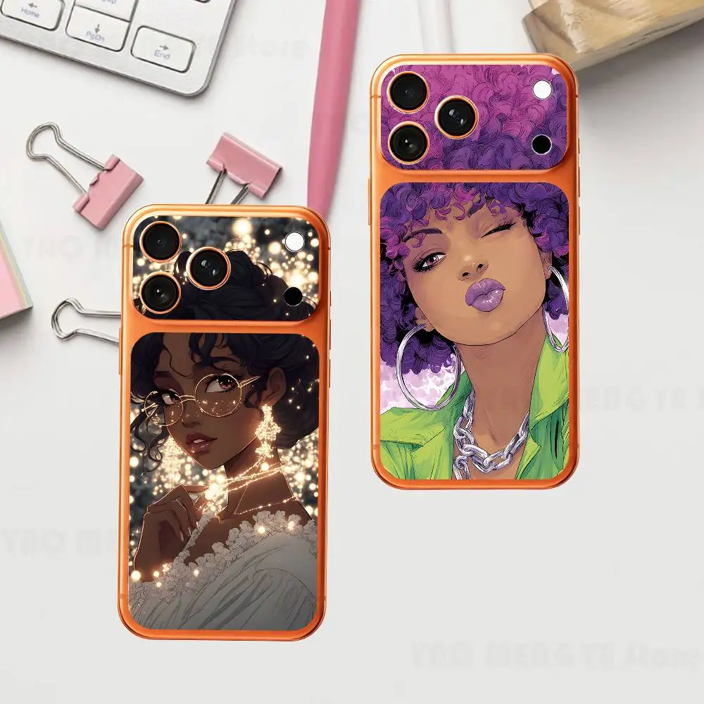 

Art Cut Afro Girl For Iphone 17 Pro ProMax Back Protective Decorative Sticker Back Cover