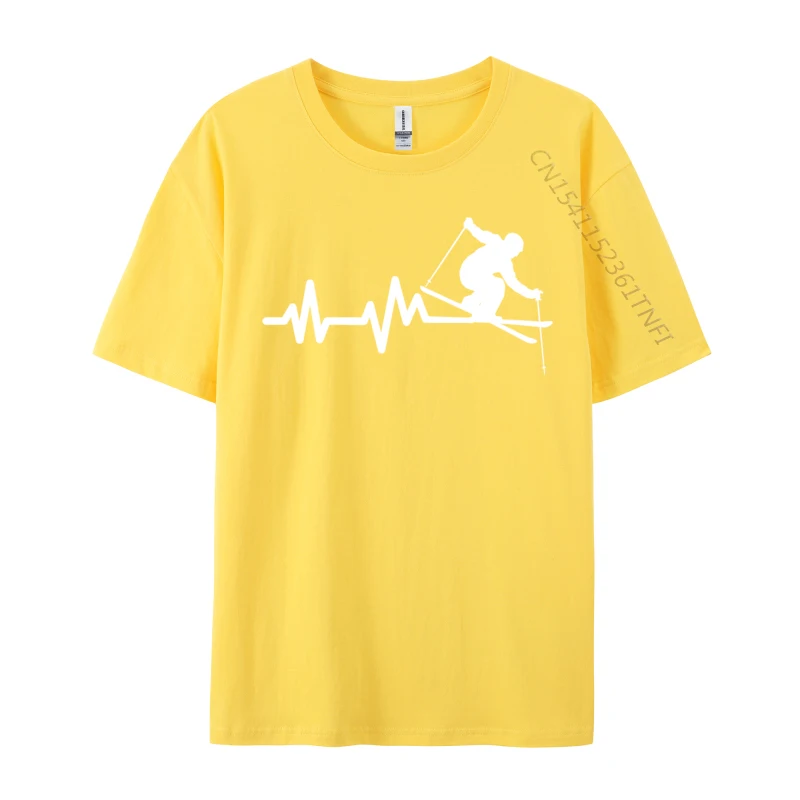 Ski Heartbeat Skiing Skier Printed Men's New Coming Summer T Shirt Fall Cotton T-Shirt Custom Tees Wholesale