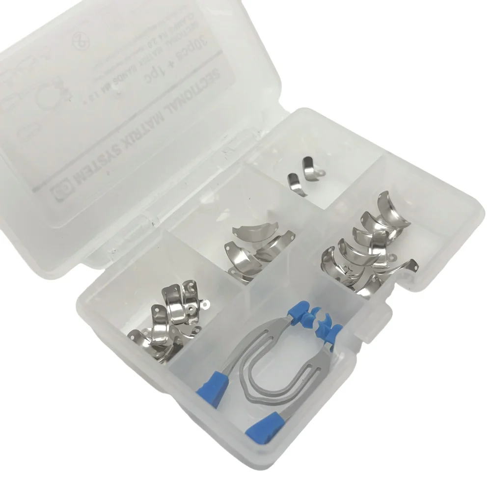 

Набор зажимов для стоматологических матриц, секционная система контурного металла для полимерных наполнителей с разделительными кольцами, автоклавируемый инструмент