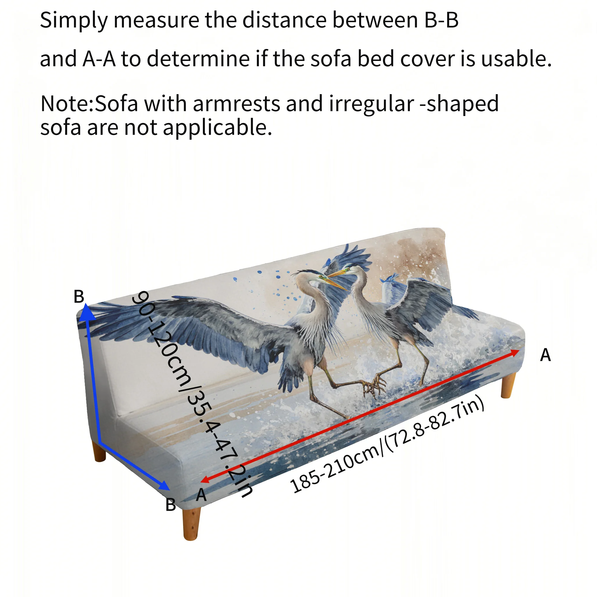Ink heron elastic sofa bed cover, living room sofa bed cover, dustproof machine washable sofa bed cover