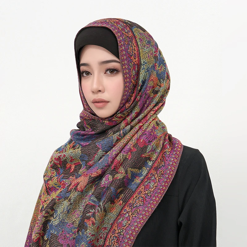 70x175cm Femmes Paisley Echarpe Cachemire Sentiment Pashmina Chales Gland Hijab Bandeau Femme Hiver Foulards Foulard – Detail 3